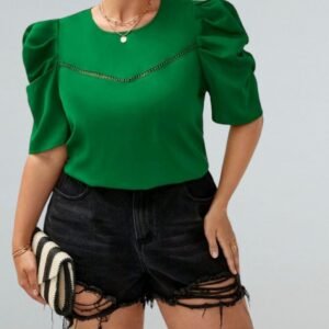 Top de manga farol con encaje